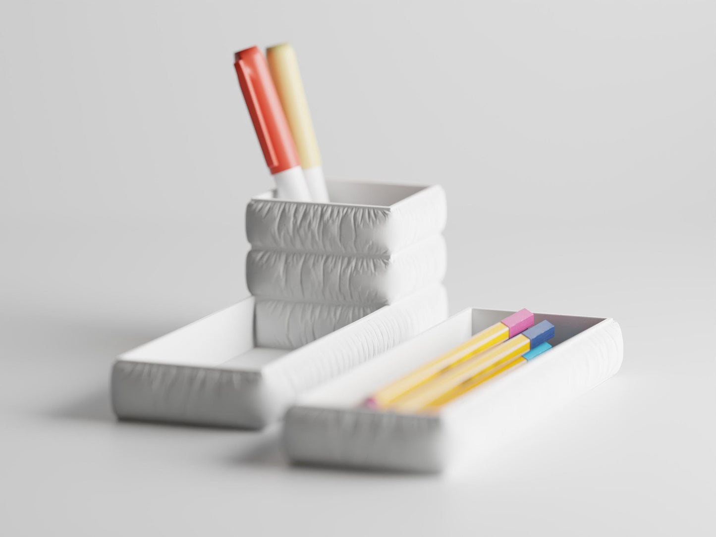 Schreibtisch-Organizer Puffer-Stoff-Look – Moderner, funktionaler Schreibtisch Organizer für Ordnung & Stil