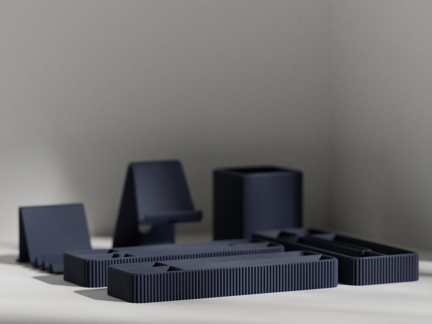 Modern Desk Organizer Set – PLA Storage with Phone Stand, Pen Holders & Business Card Holder