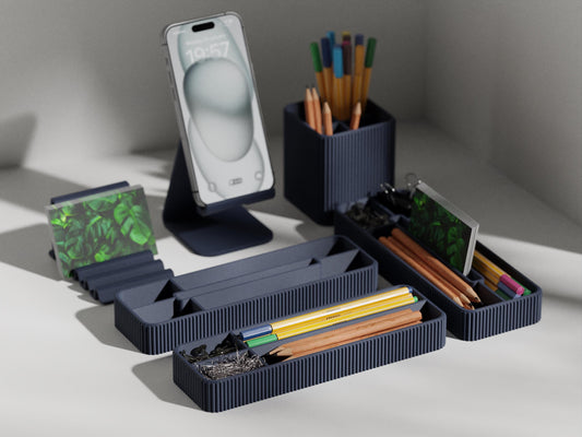 Modern Desk Organizer Set – PLA Storage with Phone Stand, Pen Holders & Business Card Holder