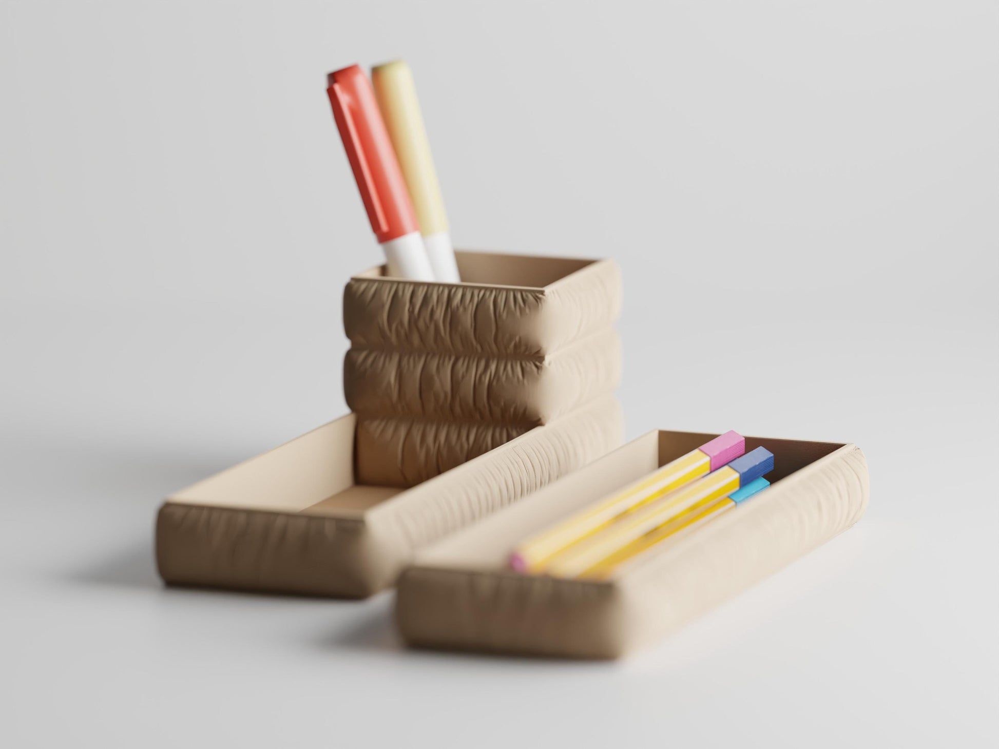 Schreibtisch-Organizer Puffer-Stoff-Look – Moderner, funktionaler Schreibtisch Organizer für Ordnung & Stil