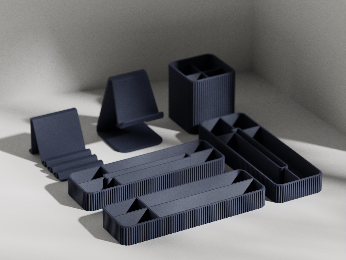 Modern Desk Organizer Set – PLA Storage with Phone Stand, Pen Holders & Business Card Holder