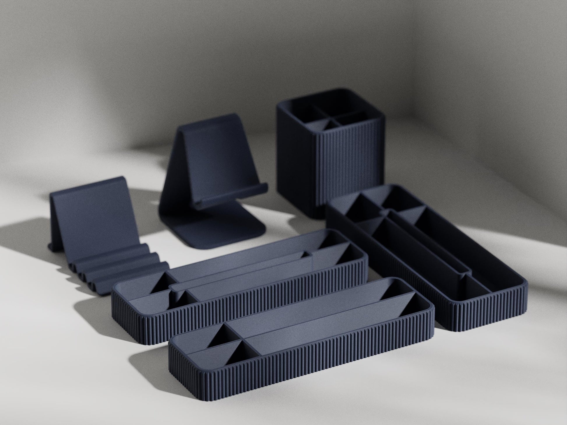 Modern Desk Organizer Set – PLA Storage with Phone Stand, Pen Holders & Business Card Holder