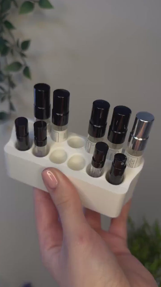 Perfume Sample Holder | 3D Printed Fragrance Vial Organizer | Compact Display Stand