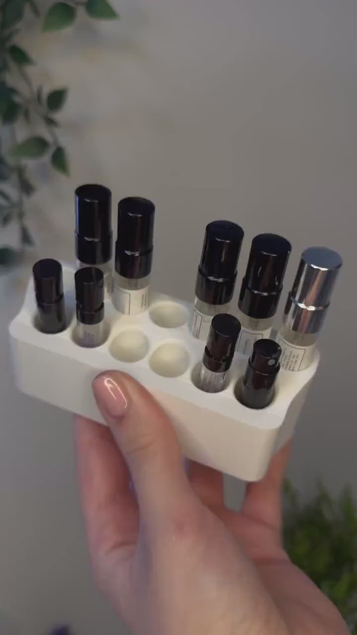 Perfume Sample Holder | 3D Printed Fragrance Vial Organizer | Compact Display Stand